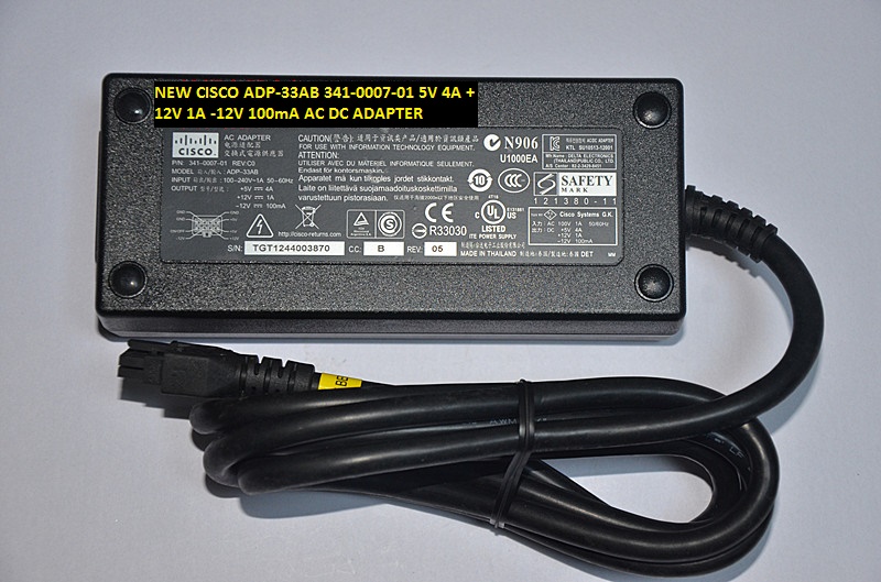 NEW CISCO 341-0007-01 -12V 100mA 5V 4A +12V 1A AC DC ADAPTER ADP-33AB